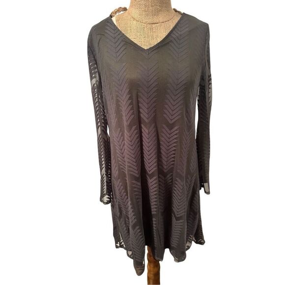 Pink Blush mesh geometric long sleeve a line swing dress sz medium maternity - Picture 1 of 9